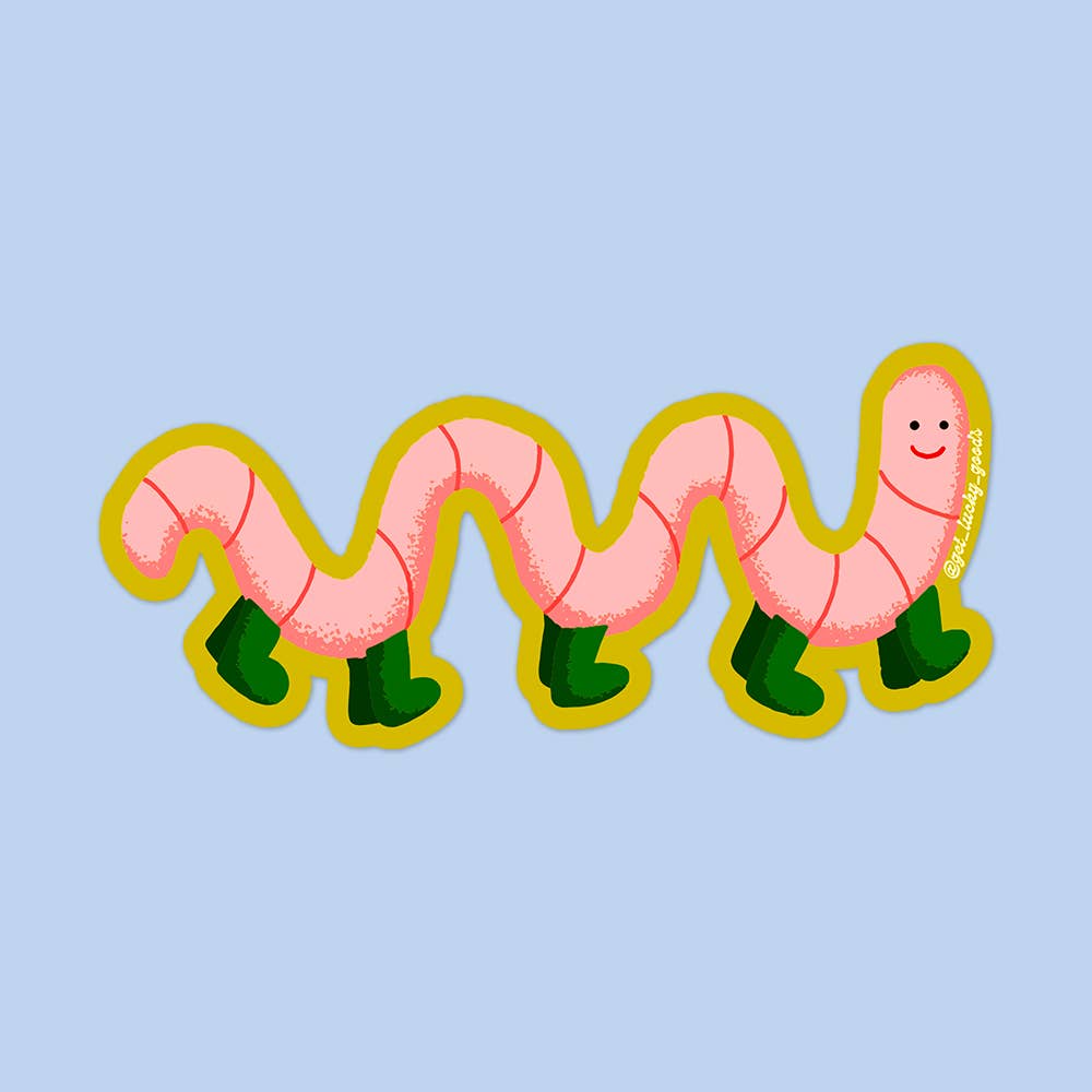 Worm With Boots - Matte VinylSticker