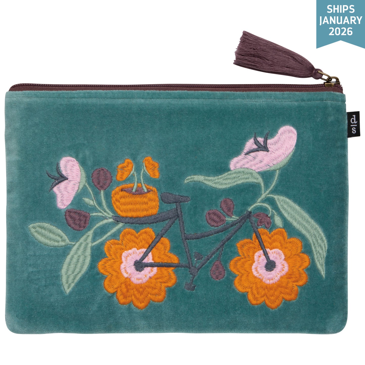 Petal Power Embroidered Flat Pouch