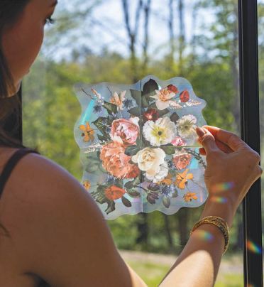 Pressed Flowers - Decal Sun Catcher / Greeting Card