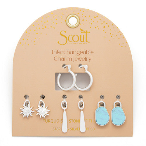 Interchangeable Charm Earrings - Silver