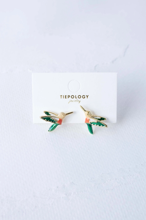 Hummingbird Enamel Earrings