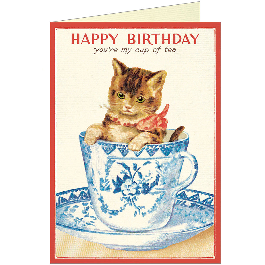 Happy Birthday Cat Tea Card