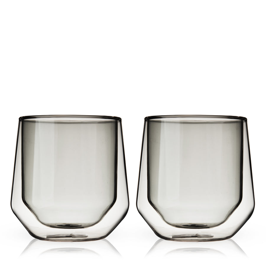 Smoke Double Walled Wine Glass Set
