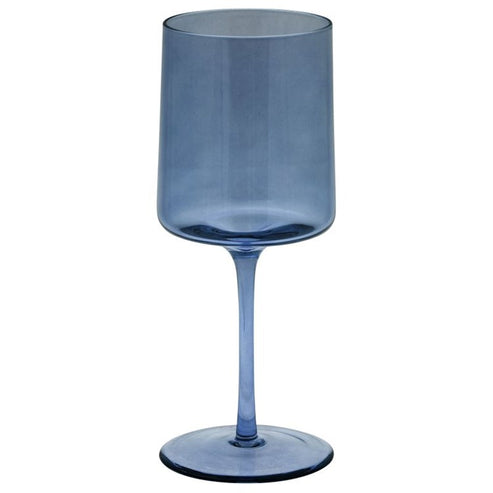 Mid Century Stemmed Wine Glass - Blue