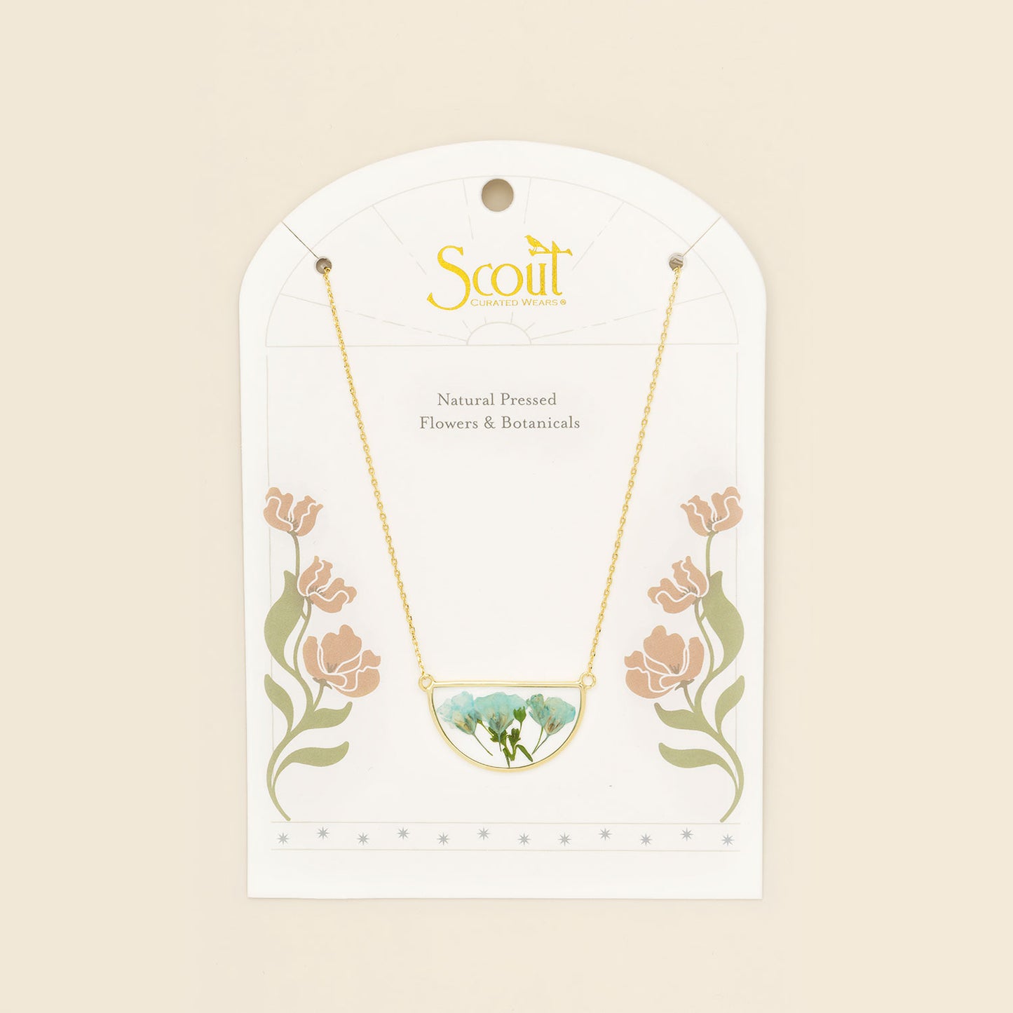 Blue Baby's Breath Pressed Flower Necklace