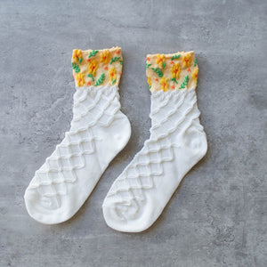 Floral Two-Tone Socks