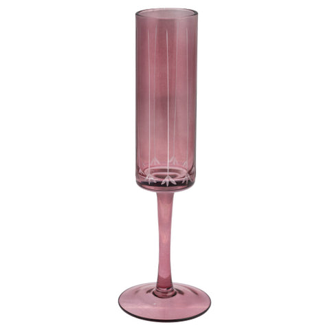 Mid Century Champagne Flute - Cranberry