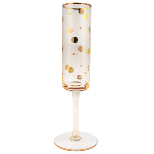 Mid Century Champagne Flute - Gold Dots
