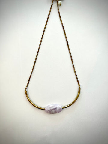 Solitaire Jeweled Necklace - Lavender