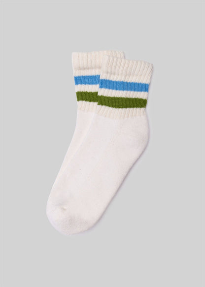 Blue + Chive - Retro Stripe Quarter Crew