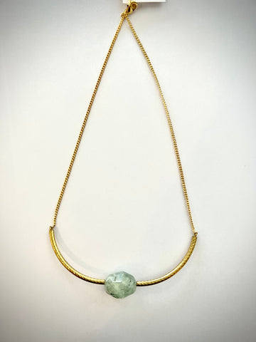 Solitaire Jeweled Necklace - Jade Green