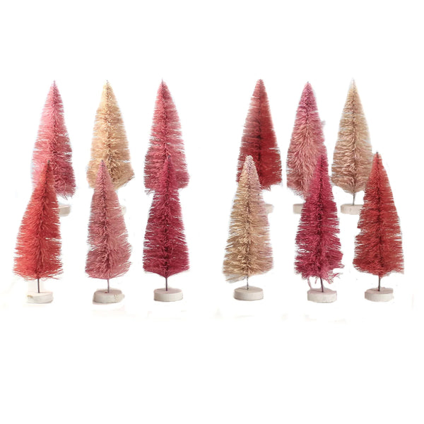 Pink Bottle Brush Trees - Box Set/12