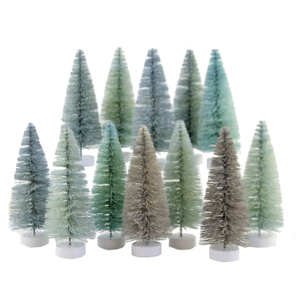 Winter Blue Bottle Brush Trees - Box Set/12