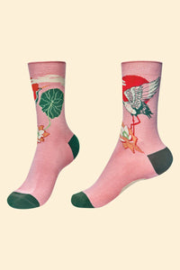 Ankle Sock - Petal Pink Sunrise Crane
