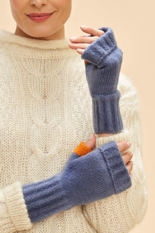 Fingerless Mittens - Cassia Denim