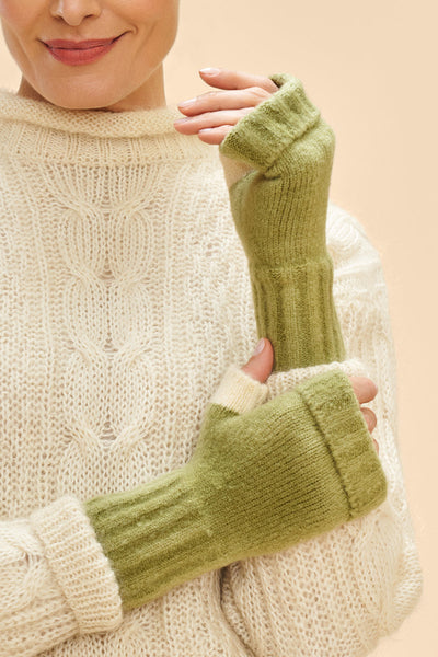 Fingerless Mittens - Cassia Sage