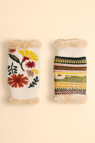 Fingerless Mittens - Watercolour Cream