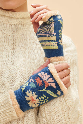 Fingerless Mittens - Watercolour Denim