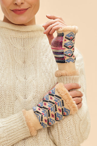 Fingerless Mittens - Kristy Cream