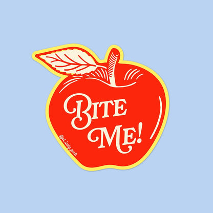 Bite Me Vintage Apple Sticker – Matte Vinyl Sticker