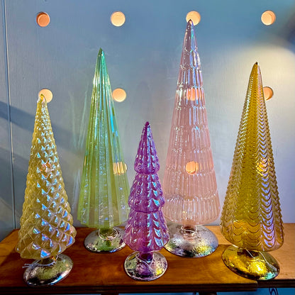 Iridescent Pastel Glass Trees - Set/5