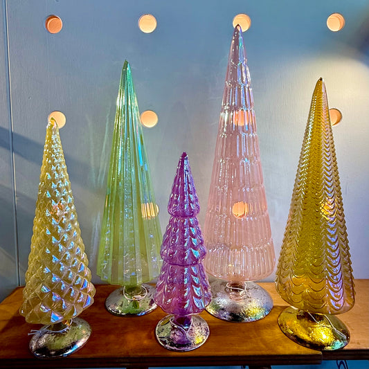 Iridescent Pastel Glass Trees - Set/5