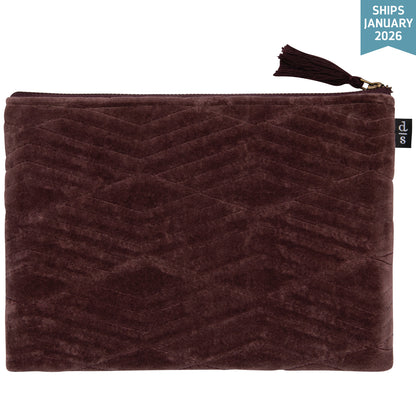 Fig Quilted Velvet Flat Pouch