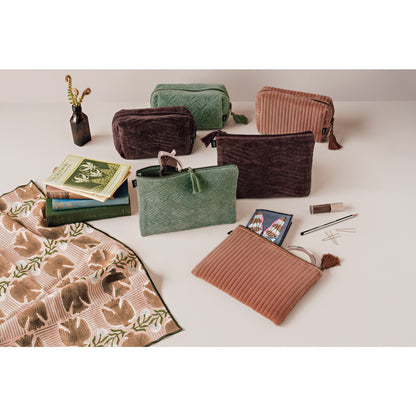 Fig Quilted Velvet Flat Pouch