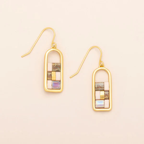 Miyuki Frame Gold Earrings