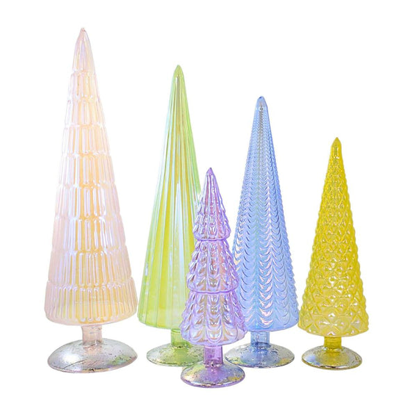 Iridescent Pastel Glass Trees - Set/5