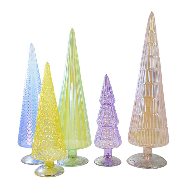 Iridescent Pastel Glass Trees - Set/5