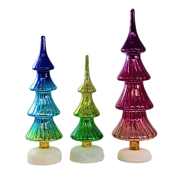 Multi-Coloured Tiered Glass Trees - 3 Sizes