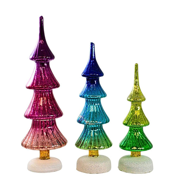 Multi-Coloured Tiered Glass Trees - 3 Sizes