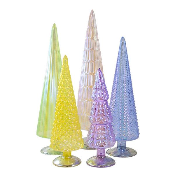 Iridescent Pastel Glass Trees - Set/5