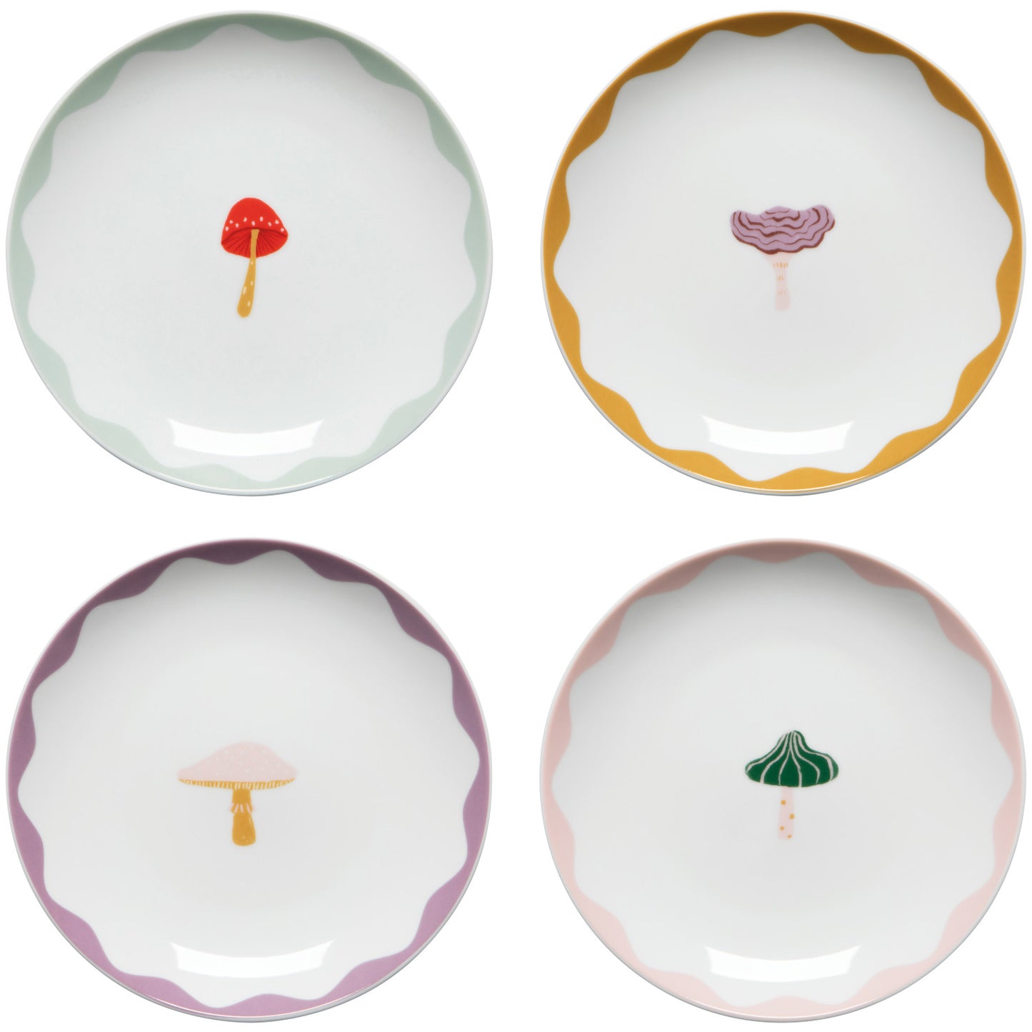 Mushroom Gems Appetizer Plate - Set/4