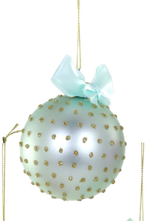 Studded + Bowed Glass Orb Ornament