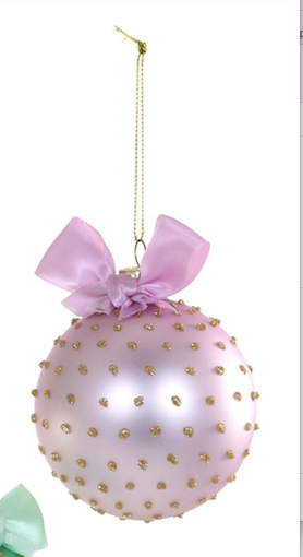 Studded + Bowed Glass Orb Ornament