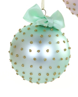 Studded + Bowed Glass Orb Ornament