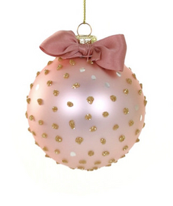 Studded + Bowed Glass Orb Ornament