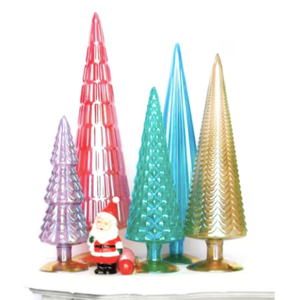 Jewel Tone Glass Trees - Set/5