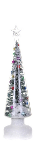 LED Bottle Brush Tree Within Glass - 2 Sizes