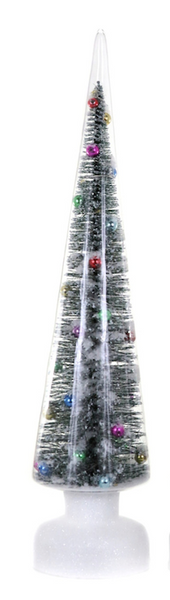 LED Bottle Brush Tree Within Glass - 2 Sizes