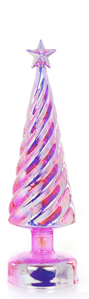 LED Pink Iridescent Glass Tree - 2 Sizes