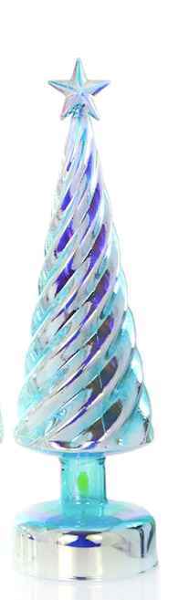LED Blue Iridescent Glass Tree - 2 Sizes