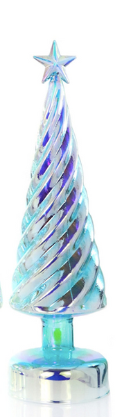 LED Blue Iridescent Glass Tree - 2 Sizes