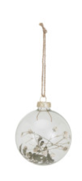 Glass Ball Ornament w/ Dried Botanicals - 6 Styles