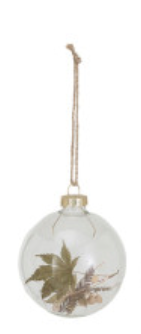 Glass Ball Ornament w/ Dried Botanicals - 6 Styles