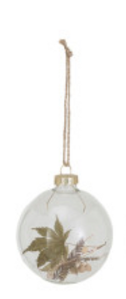 Glass Ball Ornament w/ Dried Botanicals - 6 Styles