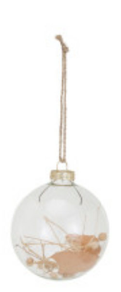 Glass Ball Ornament w/ Dried Botanicals - 6 Styles