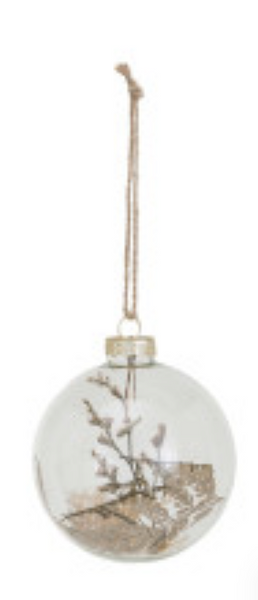 Glass Ball Ornament w/ Dried Botanicals - 6 Styles